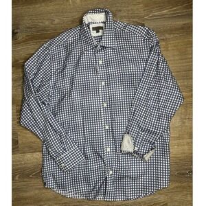 Nicoby‎ Contemporary Mens Large Blue Gingham Check Cotton Button Down
